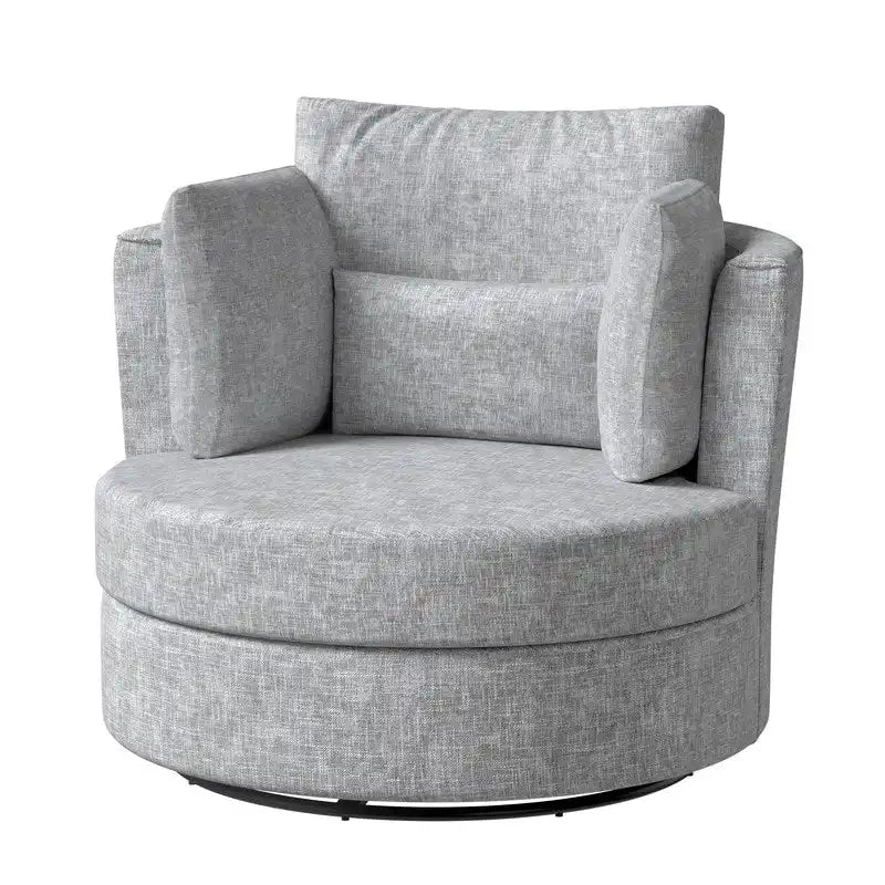 Fauteuil pivotant de 88 cm de large, revêtu de tissu chenille