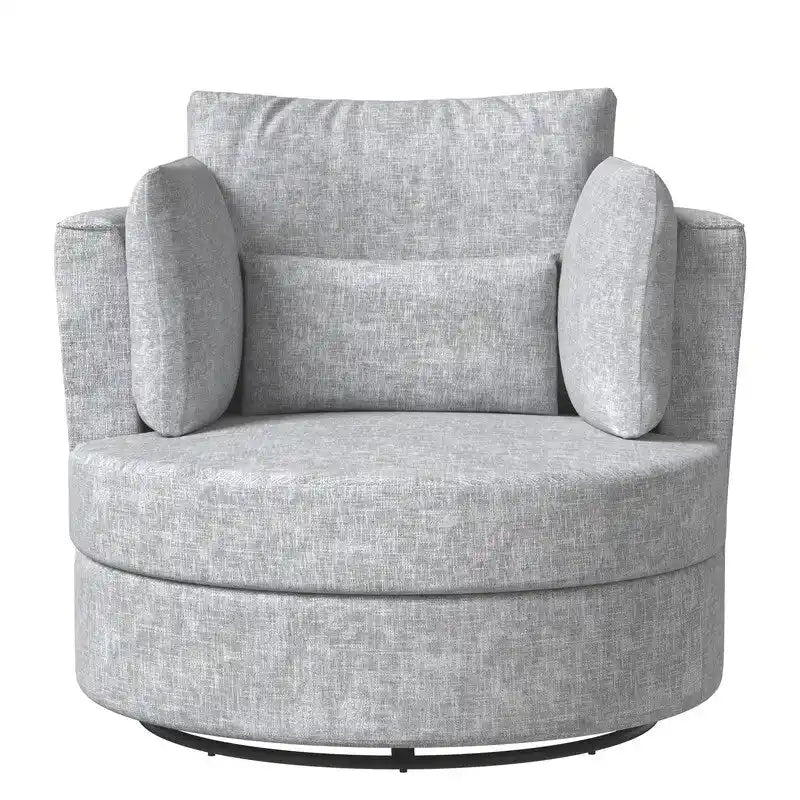 Fauteuil pivotant de 88 cm de large, revêtu de tissu chenille