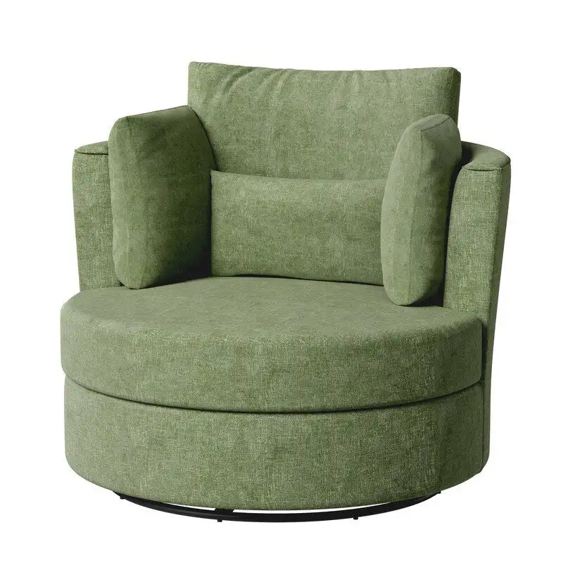Fauteuil pivotant de 88 cm de large, revêtu de tissu chenille