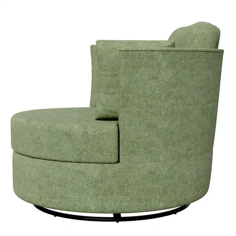 Fauteuil pivotant de 88 cm de large, revêtu de tissu chenille
