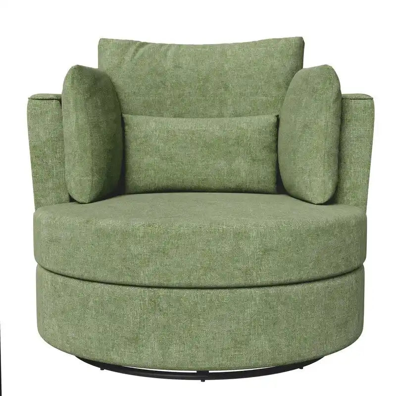Fauteuil pivotant de 88 cm de large, revêtu de tissu chenille