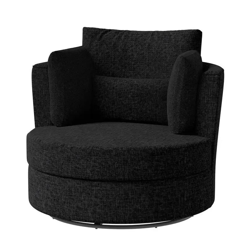 Fauteuil pivotant de 88 cm de large, revêtu de tissu chenille