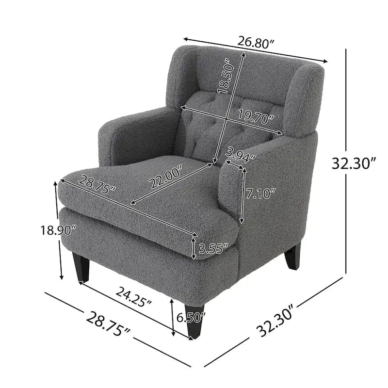 Fauteuil d'appoint capitonné pour salon et chambre à coucher