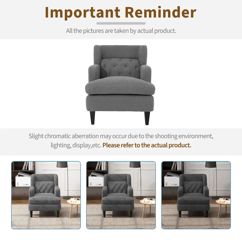Fauteuil d'appoint capitonné pour salon et chambre à coucher