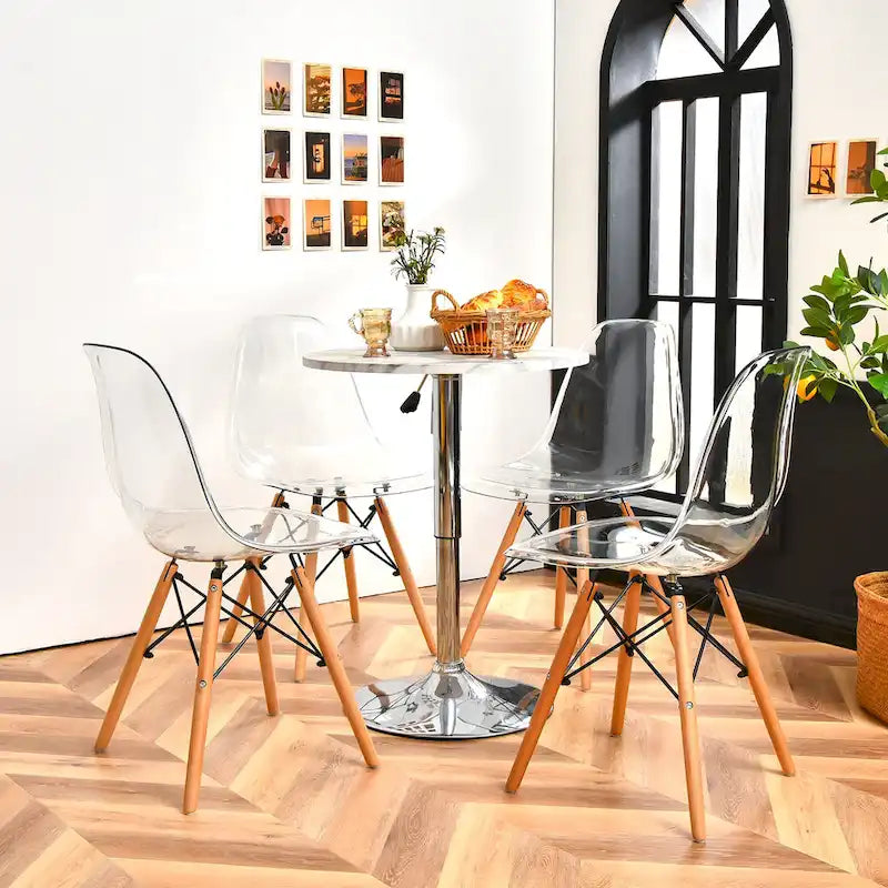 Chaise de salle à manger moderne à coque en plastique avec assise transparente