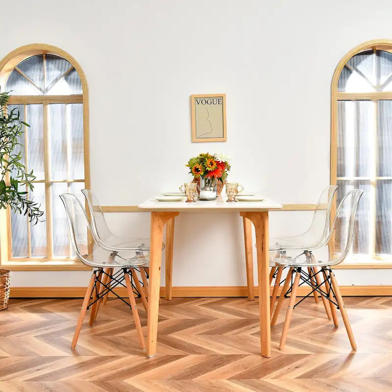 Chaise de salle à manger moderne à coque en plastique avec assise transparente