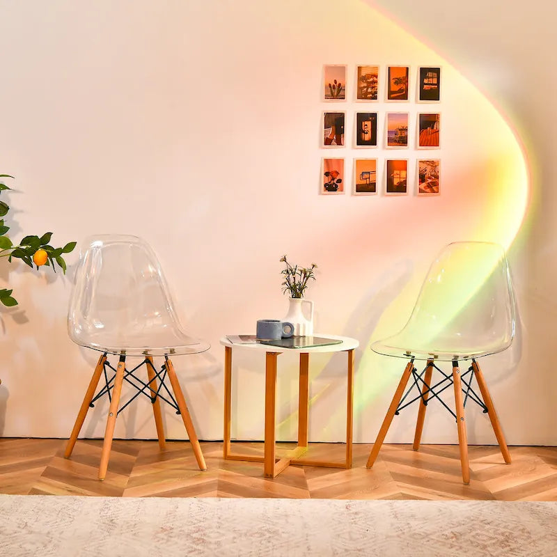 Chaise de salle à manger moderne à coque en plastique avec assise transparente