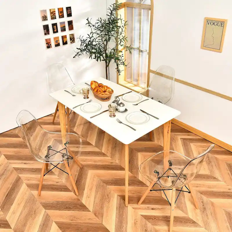 Chaise de salle à manger moderne à coque en plastique avec assise transparente