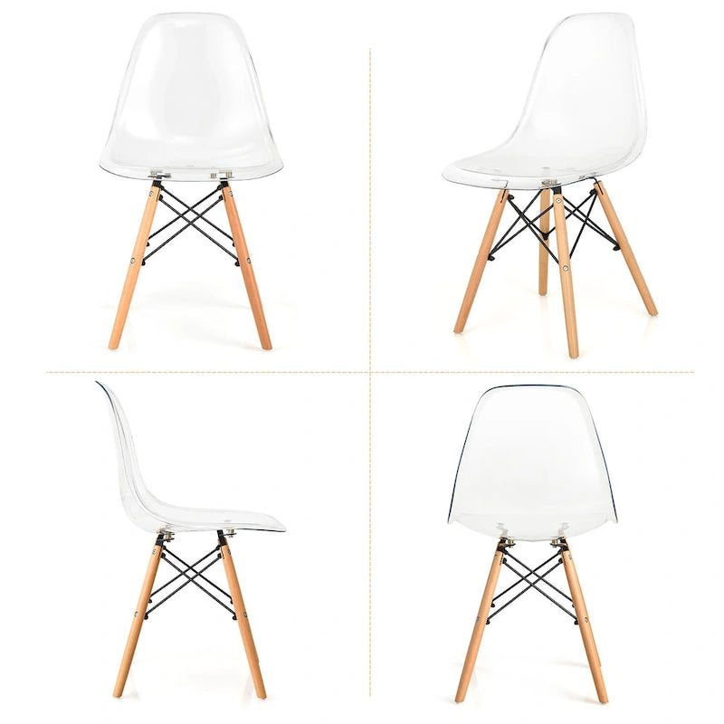 Chaise de salle à manger moderne à coque en plastique avec assise transparente
