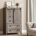 5 Drawer Dresser, Farmhouse Chest of Drawer with Sliding Barn Door