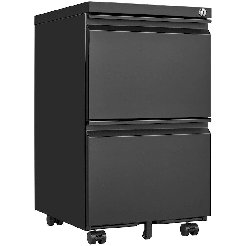 2 Drawer File Cabinet with Lock, Metal Mobile Filing Cabinet