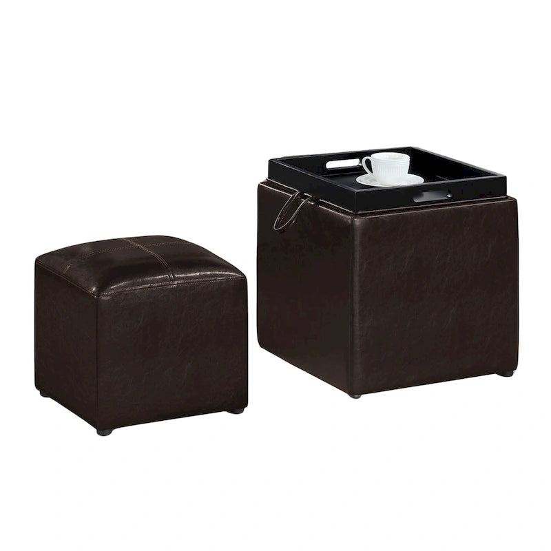 Pouf de rangement avec plateau réversible
