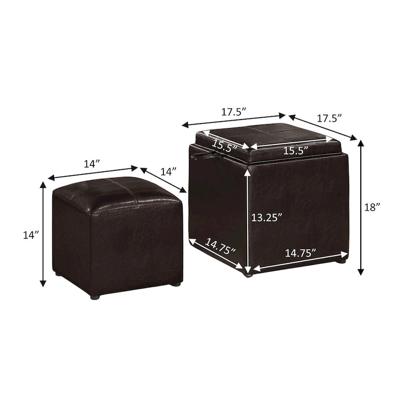 Pouf de rangement avec plateau réversible
