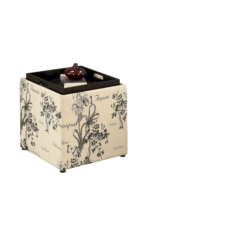 Pouf de rangement avec plateau réversible