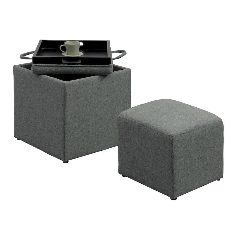 Pouf de rangement avec plateau réversible