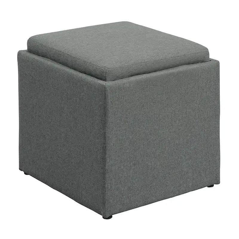 Pouf de rangement avec plateau réversible
