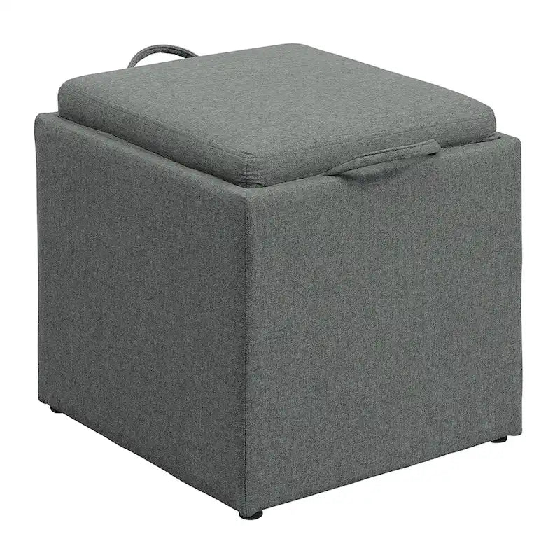 Pouf de rangement avec plateau réversible