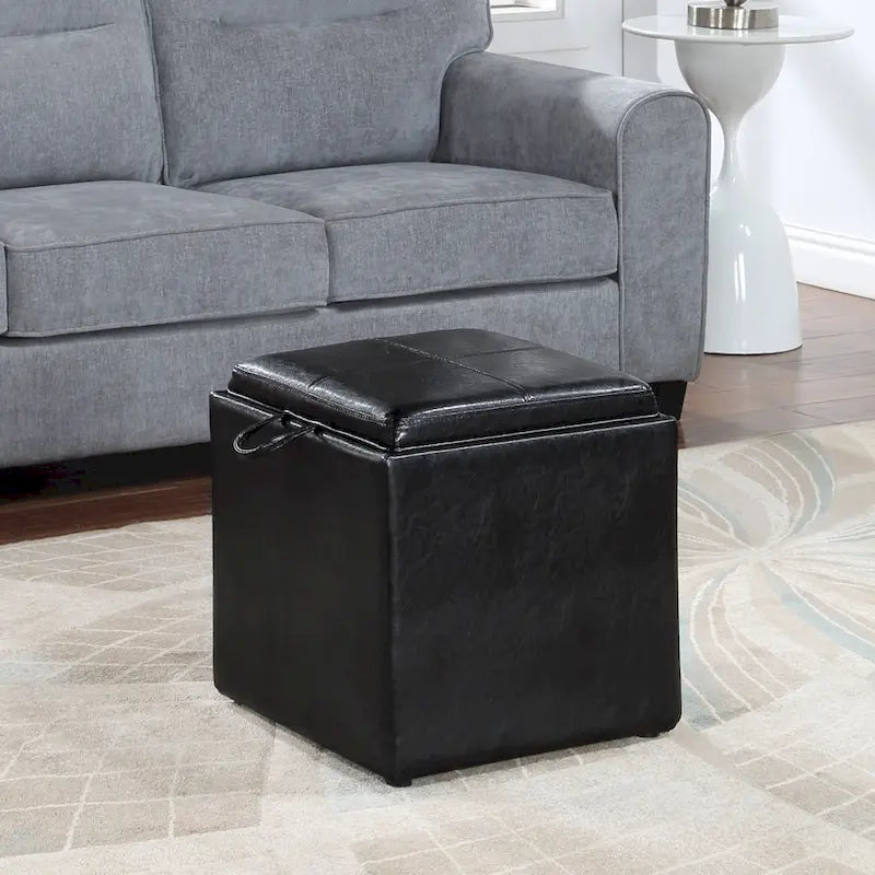 Pouf de rangement avec plateau réversible