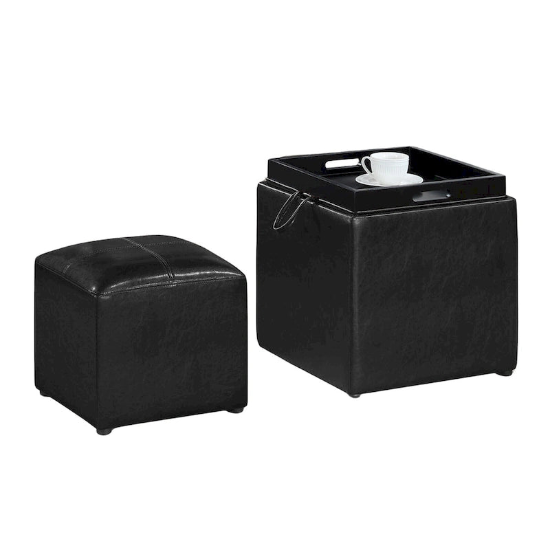 Pouf de rangement avec plateau réversible