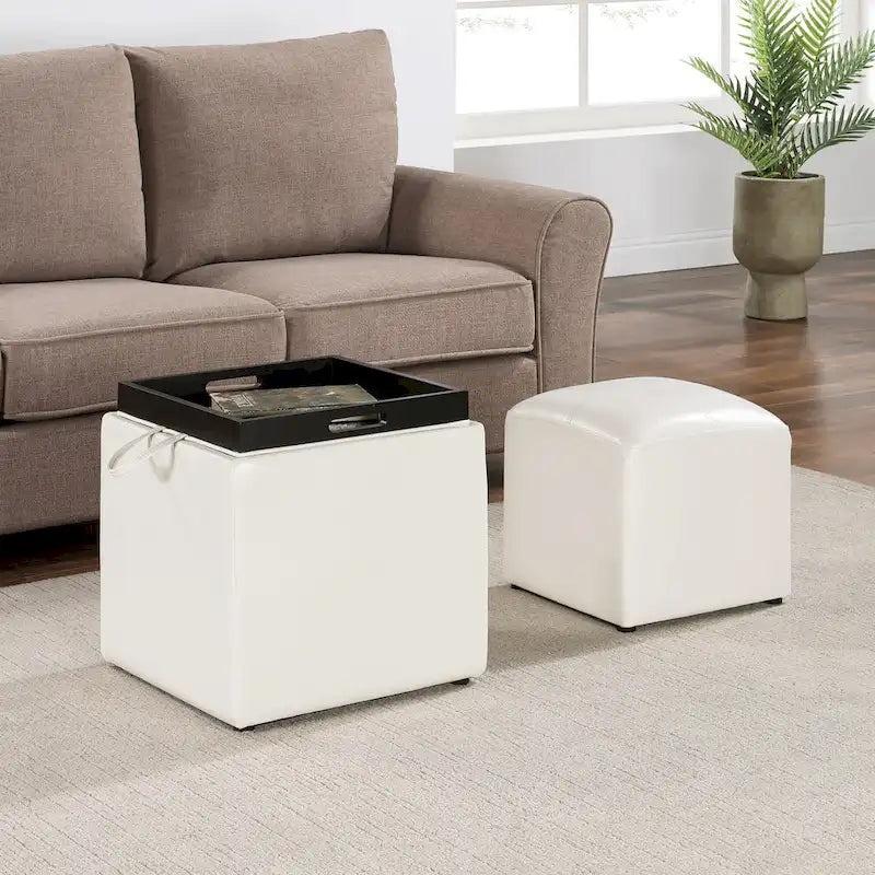 Pouf de rangement avec plateau réversible