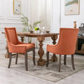 Chaise de salle à manger de style campagnard vintage français avec revêtement en lin et clous décoratifs