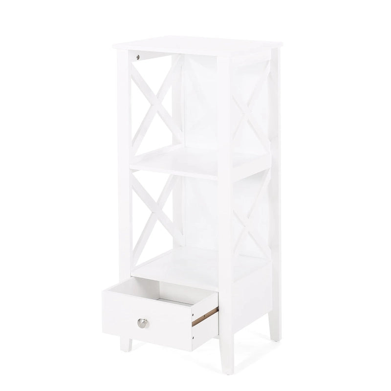 Étagère de rangement de salle de bain en bois manufacturé avec tiroir