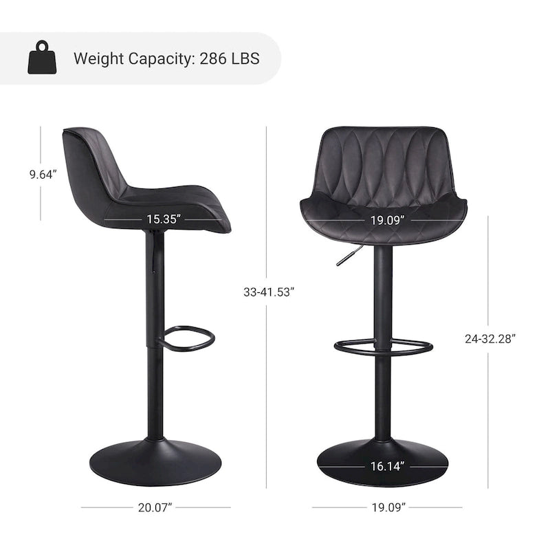 Tabouret de bar pivotant et réglable en similicuir