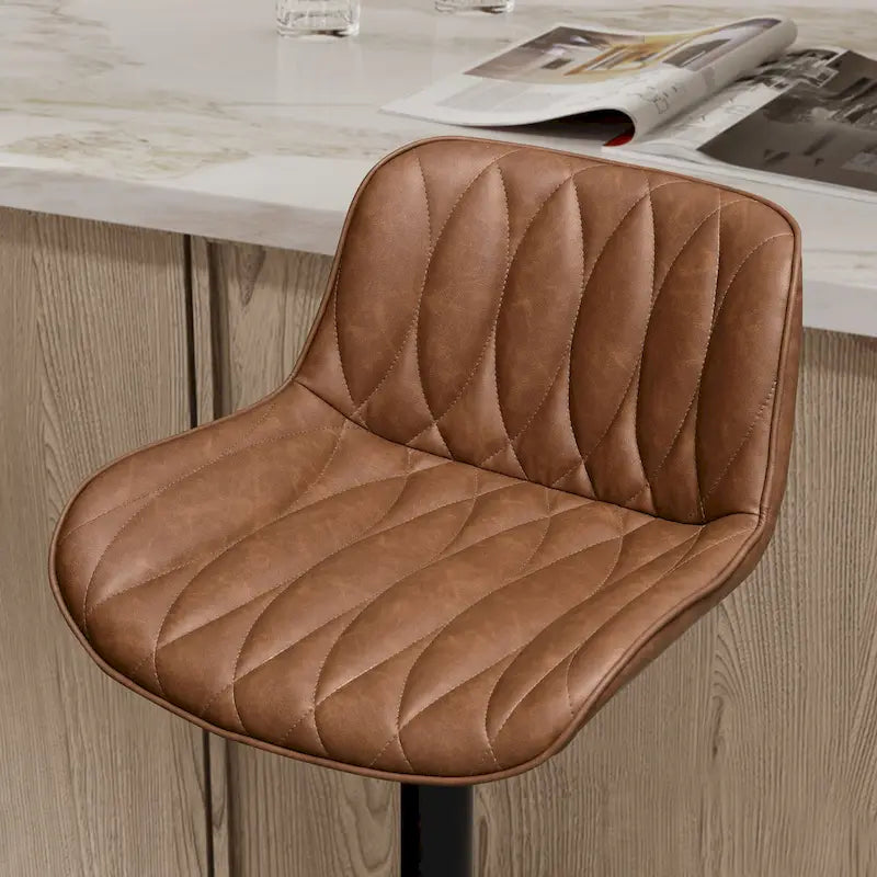 Tabouret de bar pivotant et réglable en similicuir