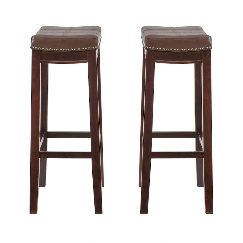 Tabouret de bar sans dossier avec assise en similicuir