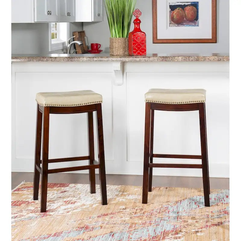 Tabouret de bar sans dossier avec assise en similicuir