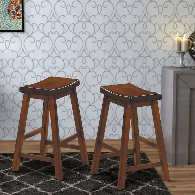 Tabouret de comptoir en bois de 24 po avec siège selle