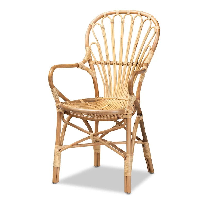 Chaise de salle à manger moderne en rotin naturel