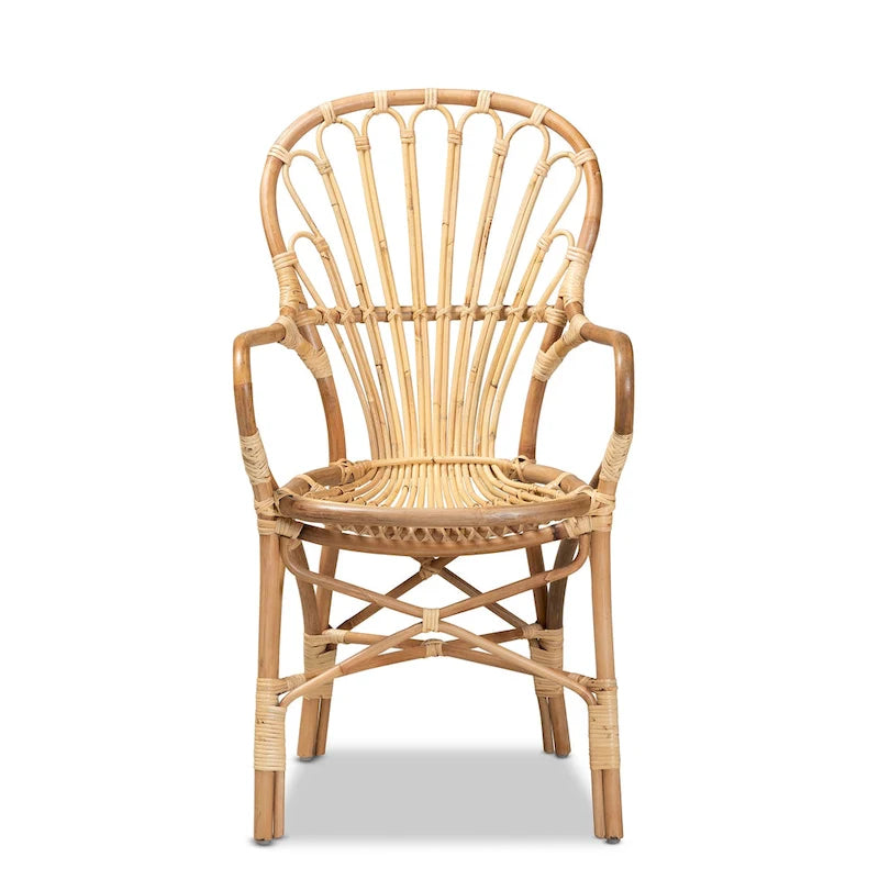 Chaise de salle à manger moderne en rotin naturel