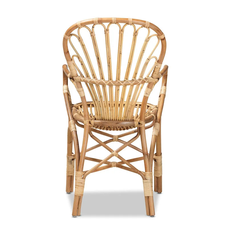 Chaise de salle à manger moderne en rotin naturel