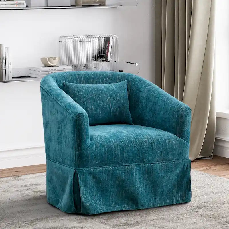 Fauteuil crapaud pivotant à 360° en tissu avec accoudoirs