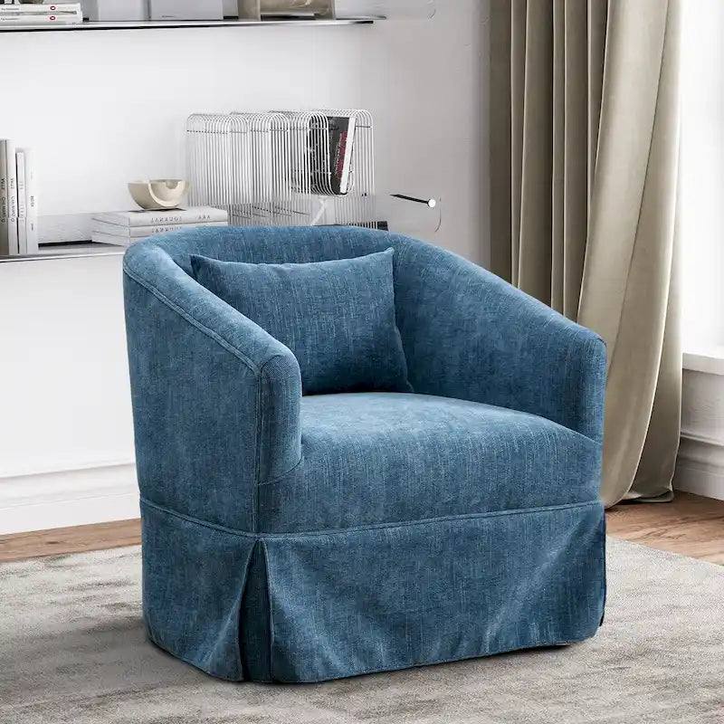Fauteuil crapaud pivotant à 360° en tissu avec accoudoirs