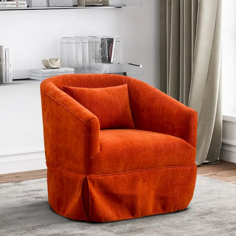 Fauteuil crapaud pivotant à 360° en tissu avec accoudoirs