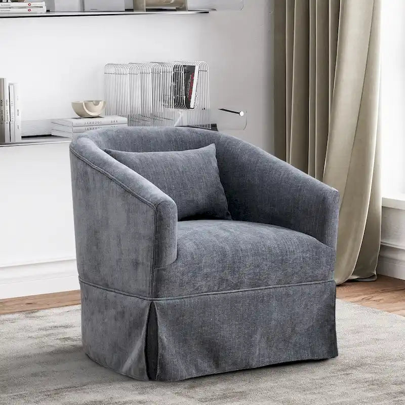 Fauteuil crapaud pivotant à 360° en tissu avec accoudoirs