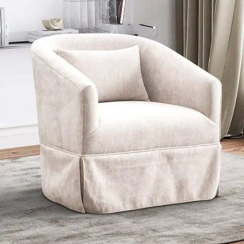 Fauteuil crapaud pivotant à 360° en tissu avec accoudoirs