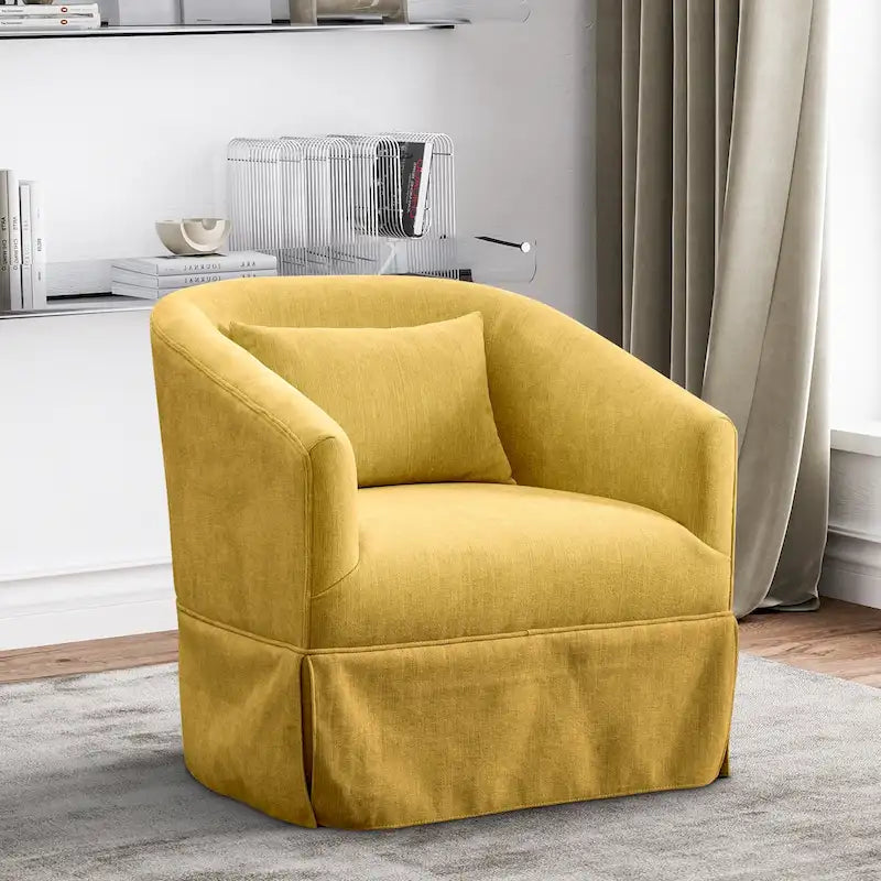 Fauteuil crapaud pivotant à 360° en tissu avec accoudoirs
