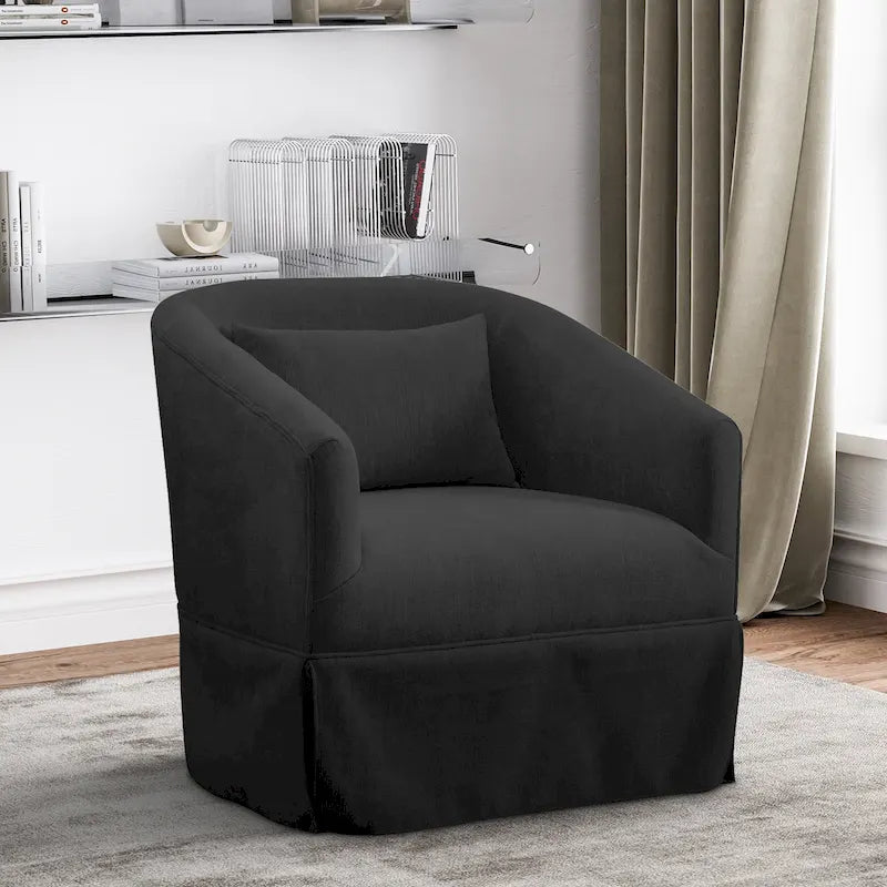 Fauteuil crapaud pivotant à 360° en tissu avec accoudoirs