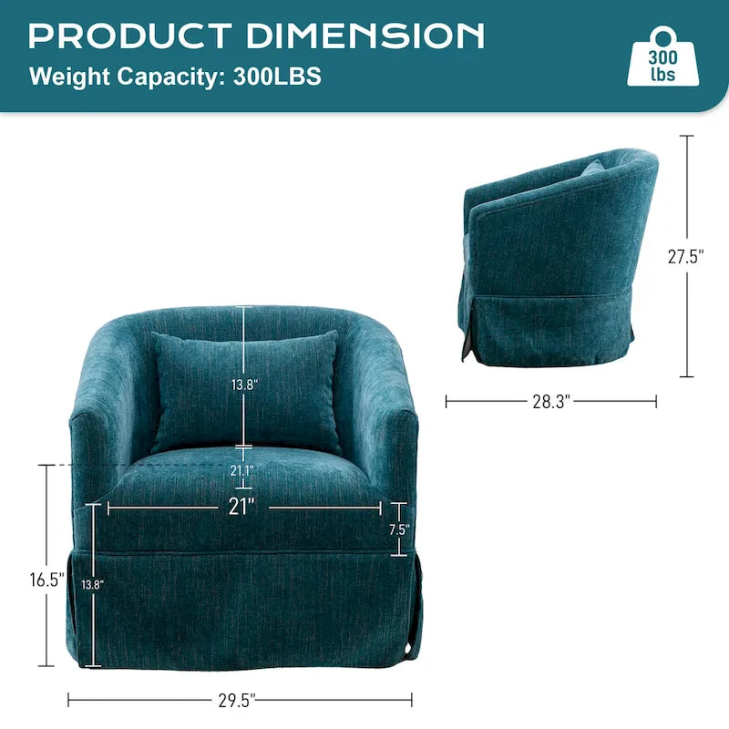 Fauteuil crapaud pivotant à 360° en tissu avec accoudoirs