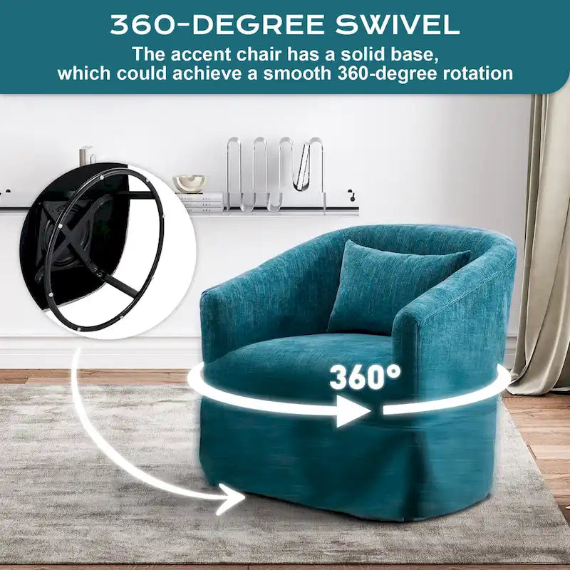 Fauteuil crapaud pivotant à 360° en tissu avec accoudoirs