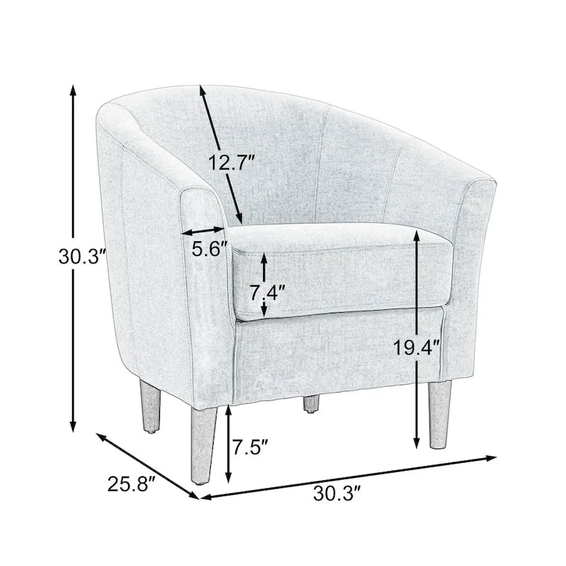 Fauteuil d'appoint rembourré de style tonneau