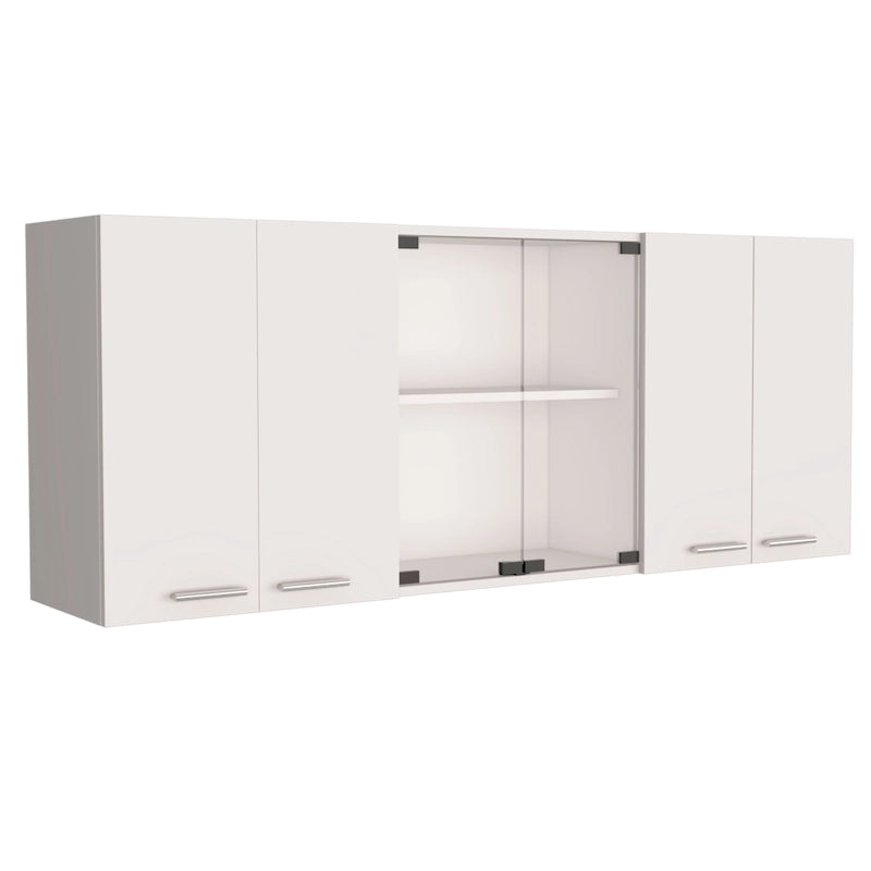 Meuble Haut avec Portes Vitrées, Égouttoir et Porte-tasses