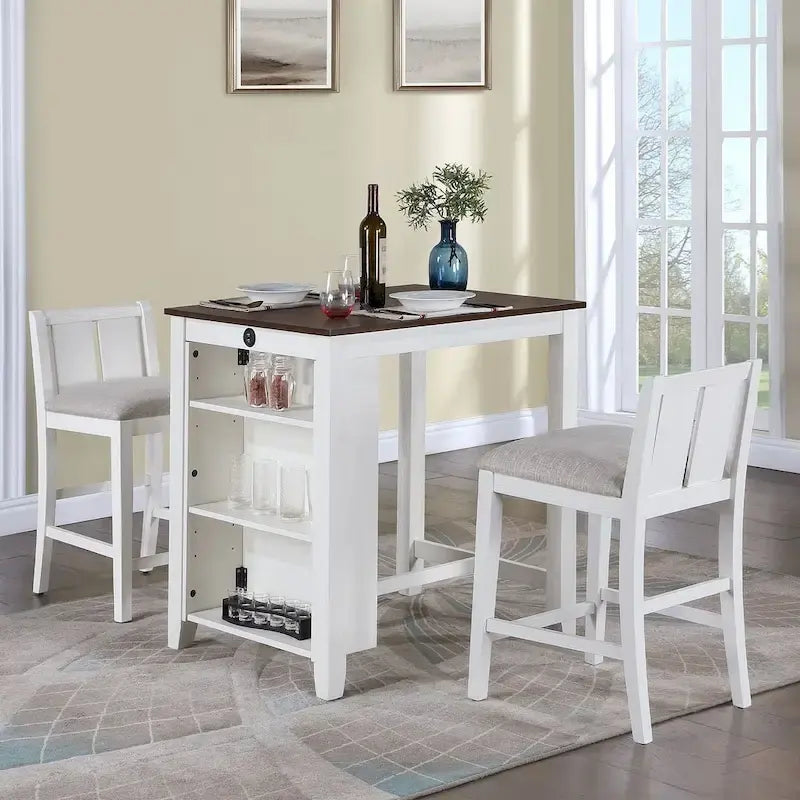 Table de salle à manger hauteur comptoir avec étagère de rangement