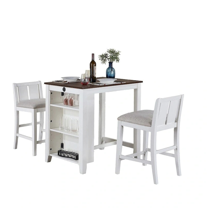 Table de salle à manger hauteur comptoir avec étagère de rangement