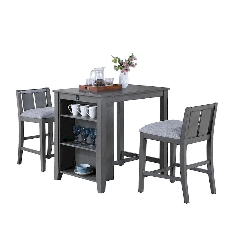 Table de salle à manger hauteur comptoir avec étagère de rangement