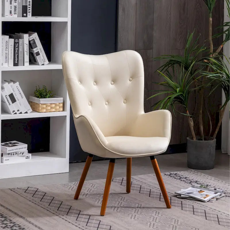 Fauteuil d'appoint en velours à dossier haut avec capitons