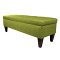 Banc de rangement long capitonné en tissu/bois de couleur unie